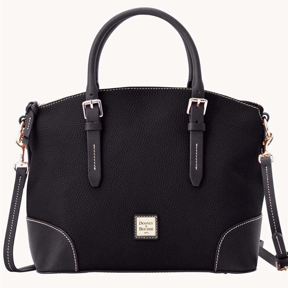 Dooney Bourke 🆕 Pebble Grain Domed Satchel,
Tuscan-tanned Italian leather Black